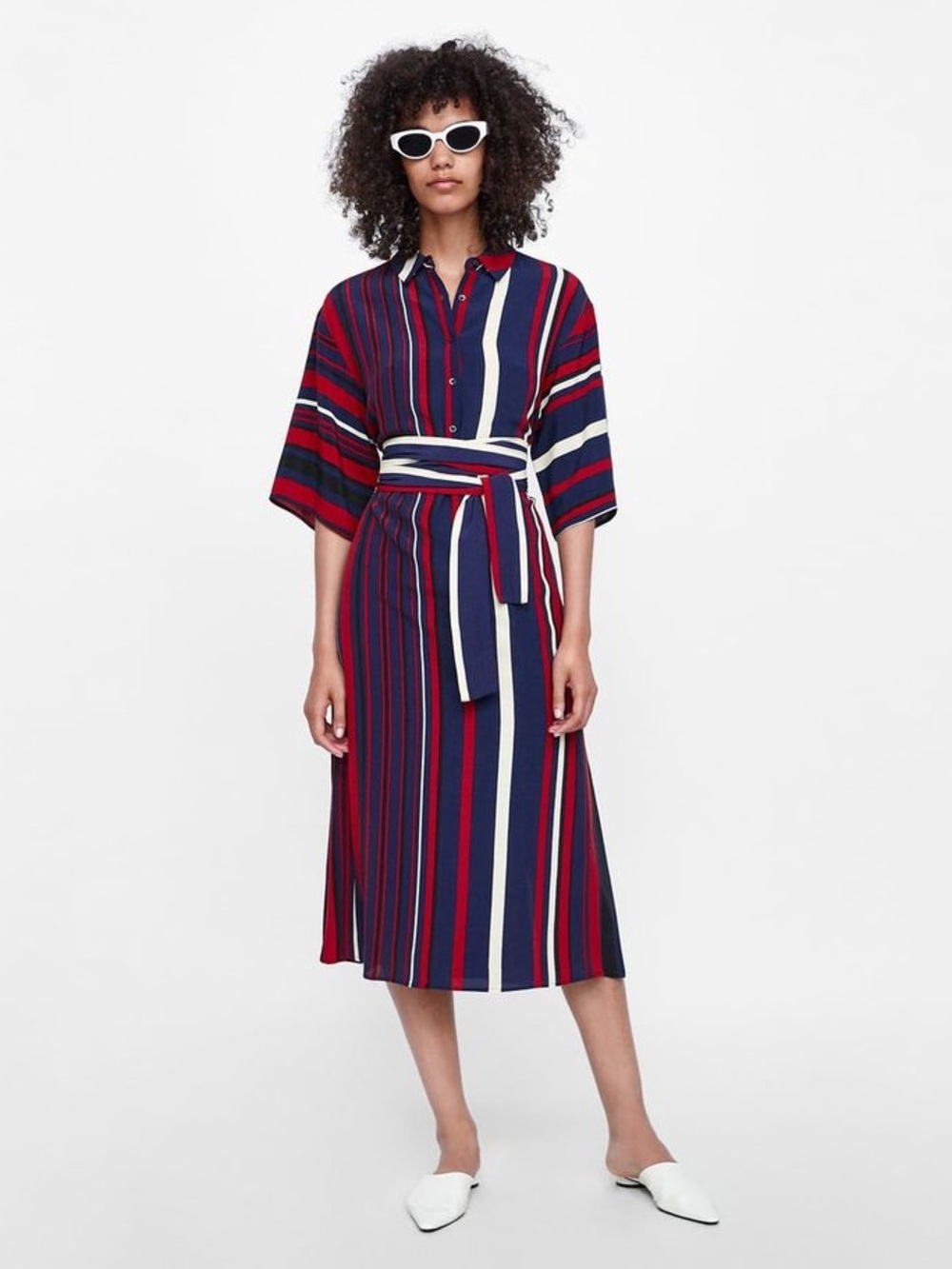 Zara Basic Red White and Blue Striped Dress
